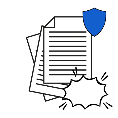 Das Bild zeigt ein Explosionsschutzdokument mit einem Schutzschild und einer Explosion.